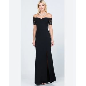 La Scala 25612 Long Mermaid Off Shoulder Lace Sleeve Dress Mob Wife